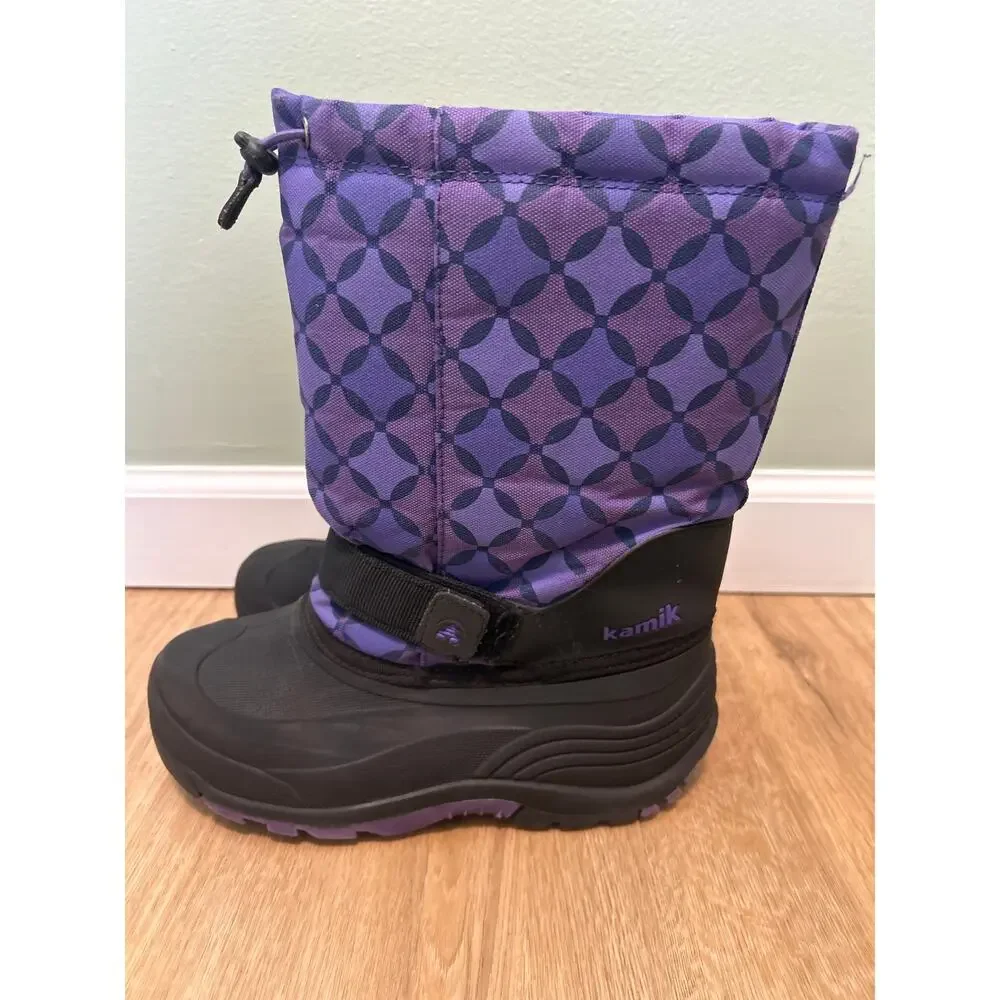 Kamik Big Girls 5 Waterbug Snow Boot Winter Waterproof Purple Insulated Pattern